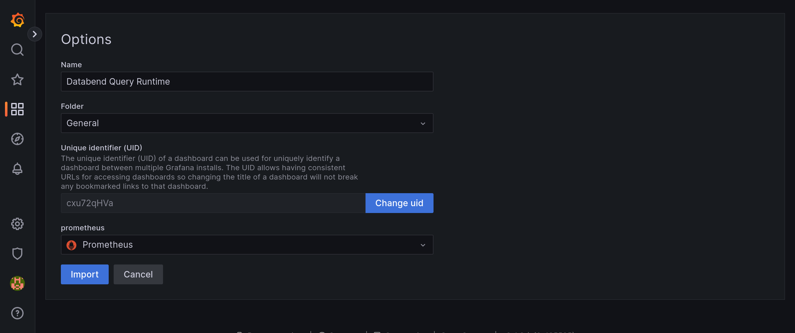 Grafana import query json